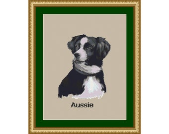 Aussie Shepherd Cross Stitch Pattern - Download Dog Cross Stitch Pattern