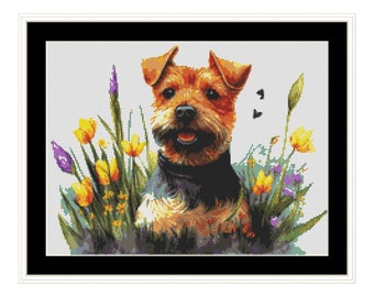 Yorkie Watercolor Cross Stitch Pattern - Download PDF Dog Cross Stitch Pattern
