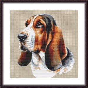 Patrón de punto de cruz de Basset Hound - Descarga en formato PDF imprimible o tableta