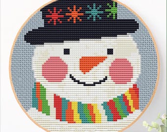 雪だるまのクリスマスオーナメント クロスステッチパターン - 雪だるまのクロスステッチオーナメントをダウンロード