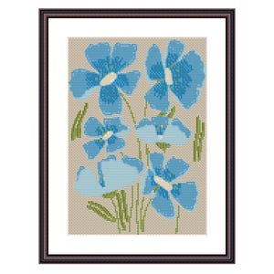 Schema punto croce fiori blu selvatici - Scarica