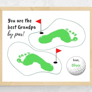 Best Grandpa By Par Footprint Art Craft Printable, Father&#39;s Day Grandpa Golf Gift from Grandkids Toddler Baby Infant Twins, Grandpa Birthday