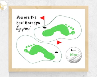 Best Grandpa By Par Footprint Art Craft Printable, Father's Day Grandpa Golf Gift from Grandkids Toddler Baby Infant Twins, Grandpa Birthday