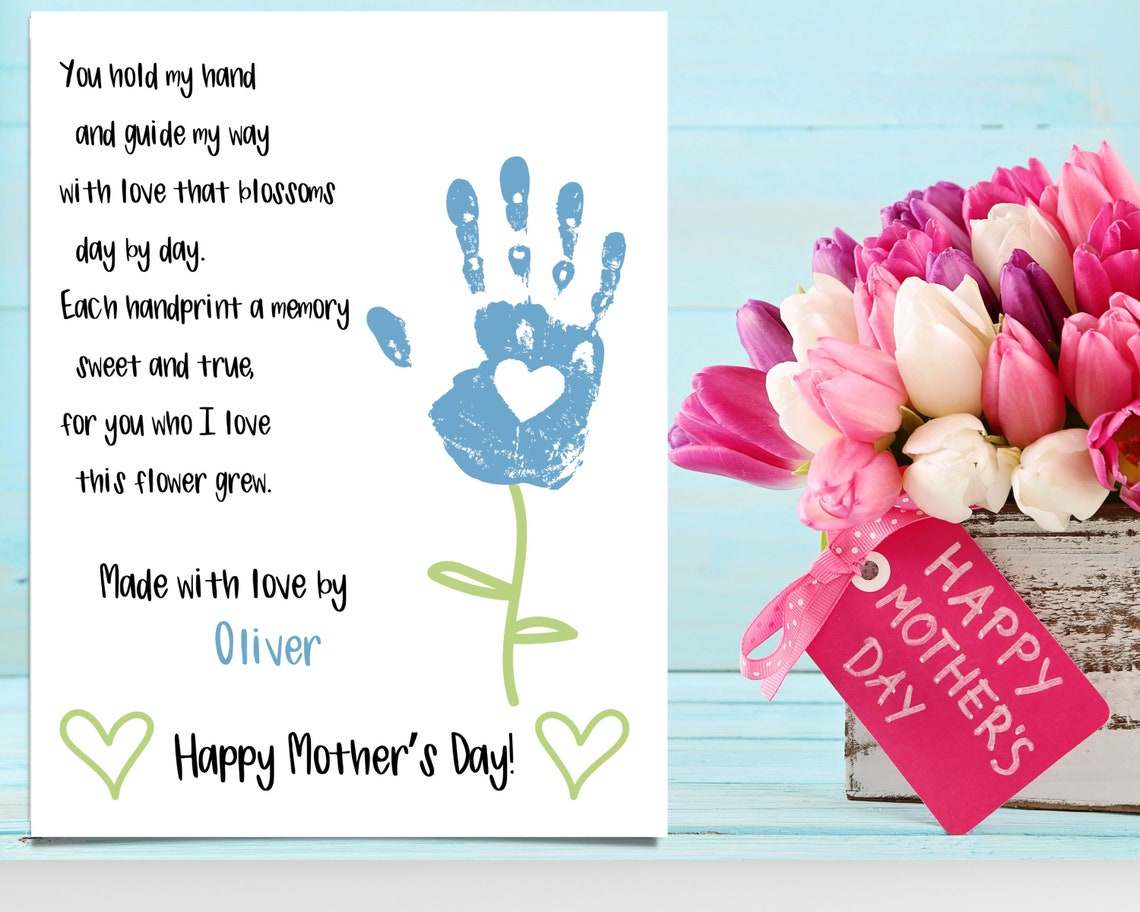 Flower Handprint Poem Mother's Day Craft for Preschool Toddlers Baby ...