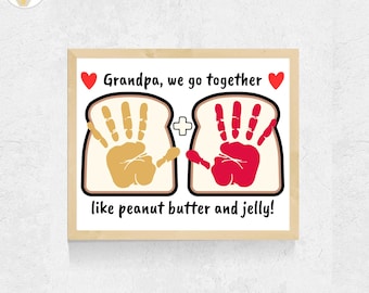 Grandpa Handprint Craft, PBJ Father's Day Grandpa Craft, Grandpa Father's Day Handprint Art Printable, Grandpa Birthday Handprint, Grandkids