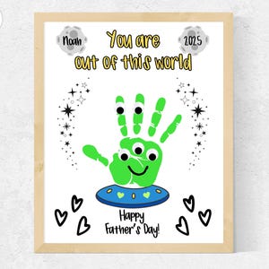 Art extraterrestre empreinte de main OVNI fête des pères, papa papa empreinte de main artisanat pour tout-petits bébé préscolaire artisanat fête des pères hors de ce monde