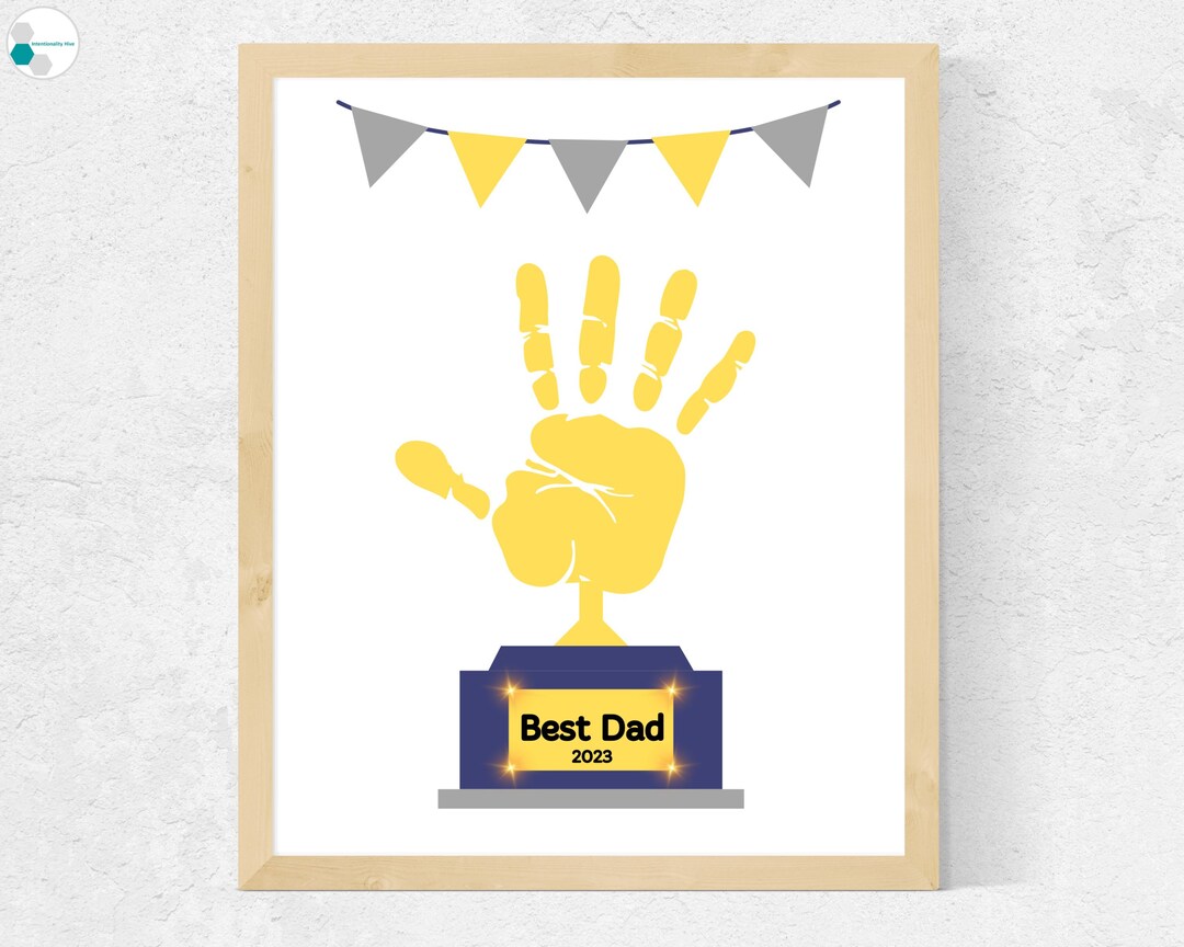 Best Dad Trophy Handprint Gift Dad Handprint Art Printable - Etsy