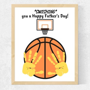 Arte artesanal de la huella de la mano del baloncesto del día del padre, huella de la mano artesanal del día del padre del baloncesto del bebé del niño, regalo del baloncesto del nuevo papá papá abuelo