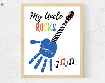 My Uncle Rocks Handprint Art | Uncle Father's Day Gift from Niece Nephew Baby | Uncle Gift New Baby | Uncle Birthday Gift Idea | Funcle