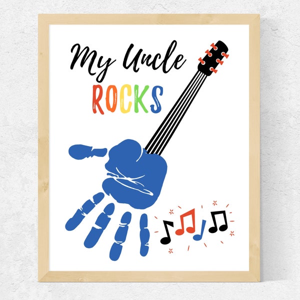 My Uncle Rocks Handprint Art | Uncle Father's Day Gift from Niece Nephew Baby | Uncle Gift New Baby | Uncle Birthday Gift Idea | Funcle