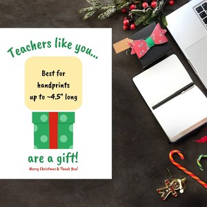 Preschool Teacher Christmas Gift Handprint Card, Toddler Teacher Gift, Daycare Teacher Gift, Teacher Thank You Card, Christmas Handprint image 5