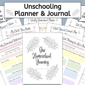 Unschool Planner Journal Printable, Unschooling Planner, Printable Unschooling Journal, Unschool Binder Pages, Unschool Reverse Planner image 1