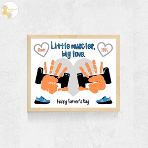 Big Love Father's Day Handprint Craft Printable, Muscle Daddy Gift Dad Gift from Toddler Daughter Son Baby Preschool, Gym Dad Fitness Gift