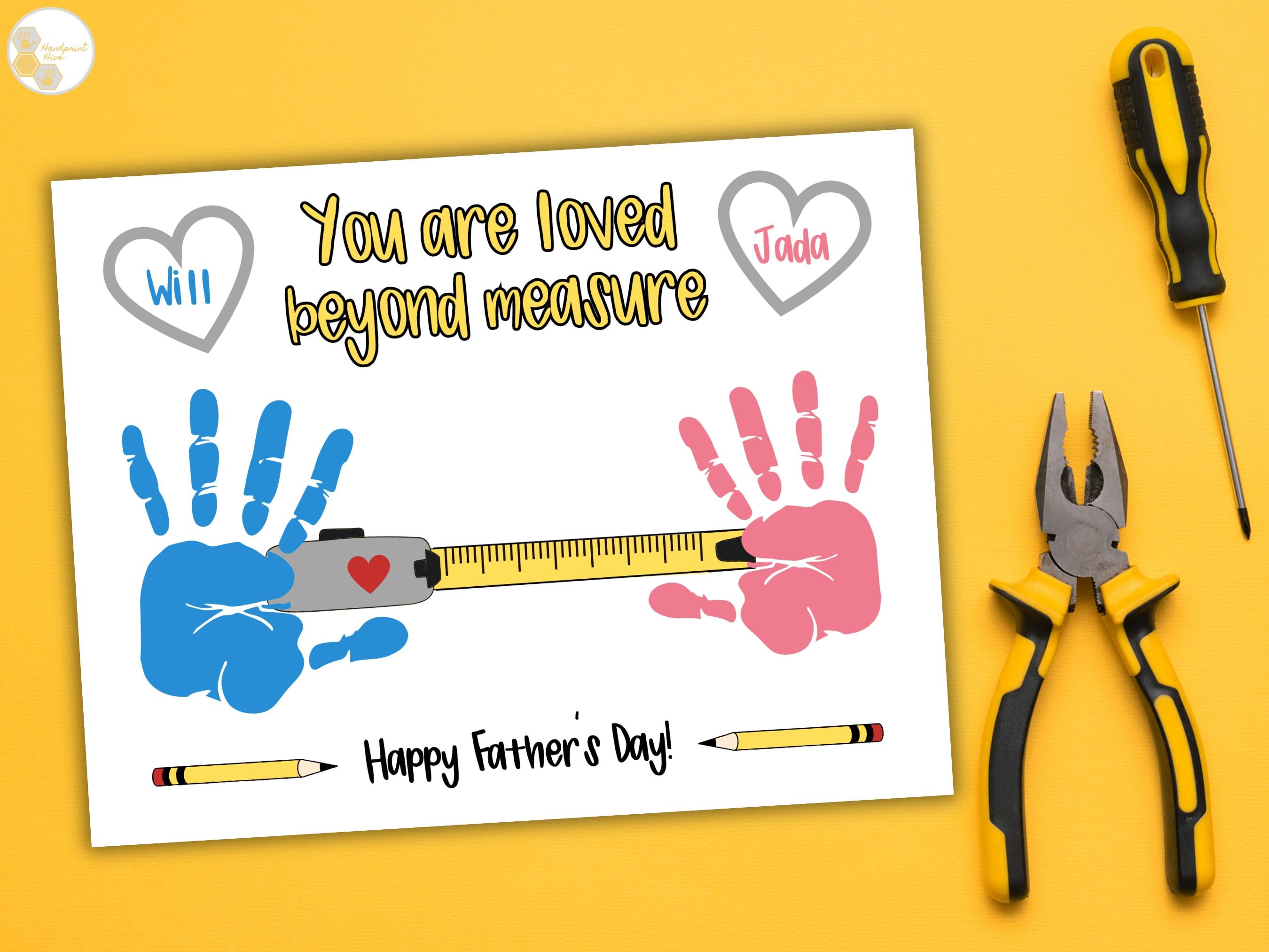 Tape Measure Father's Day Handprint Craft Printable, Tool Craft for ...