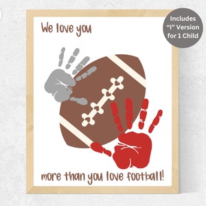 Cadeau d'art football papa empreinte de main des enfants bébé fille fils, cadeau de fête des pères football personnalisé grand-père empreinte de main football imprimable