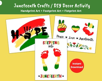 Juneteenth Crafts for Kids, Toddlers, Preschool, PRINTABLE Juneteenth Activities Kids, DIY Juneteenth Wall Art Decor Gift Fist Handprint Art