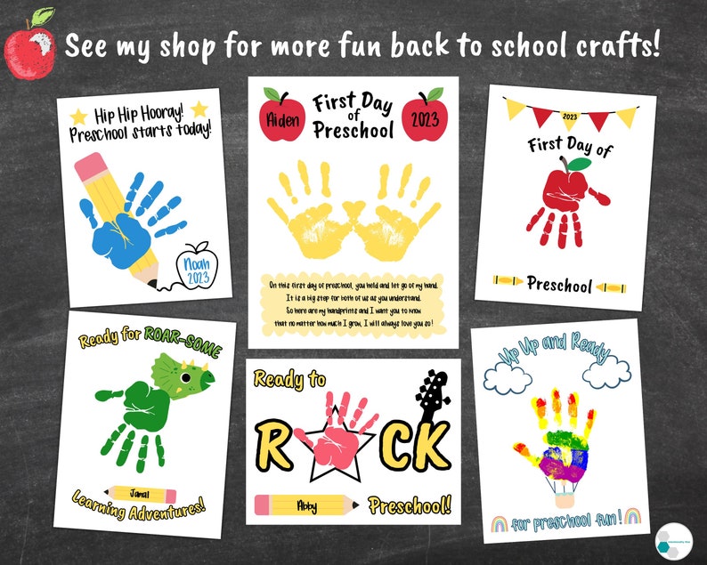 First Day of Preschool Handprint Craft Apple, Back to School Handprint Art, Back to Preschool Craft, 1st Day of Preschool Activity Printable image 9