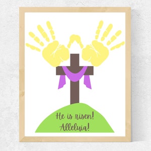 He Is Risen Handprint Craft | Religious Craft Christian Easter Craft for Kids | Cross Crafts | Sunday School Crafts | Catholic Easter Kids