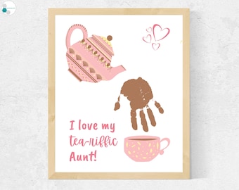 Handprint Aunt Gift from Baby Toddler Niece Nephew, Tea Gift for Aunt, Aunt Handprint Art Printable, Gift for Auntie Gift, Baby Gift Aunt