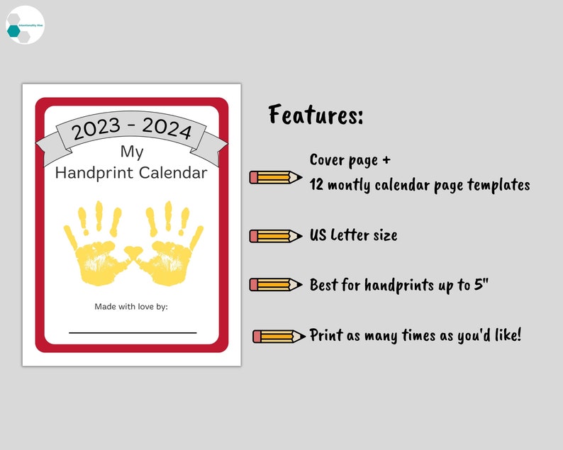 2024 Handprint Calendar SCHOOLYEAR Preschool Activity Etsy Canada