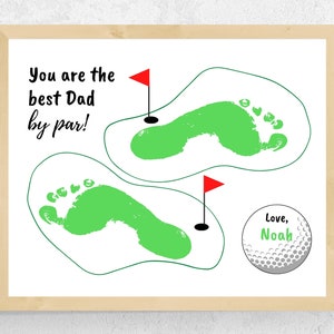 Best Dad By Par Footprint Art Craft Printable, DIY Vatertags-Golfgeschenk von Baby-Kleinkind-Kindern, personalisiertes Dad-Golfgeschenk, Dad-Geburtstag