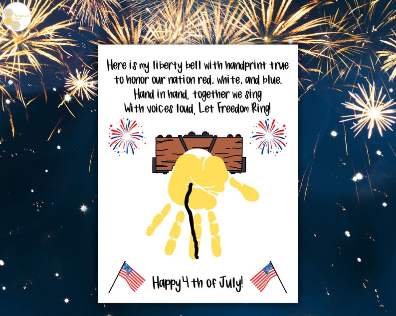 Handprint Bell July 4th Handprint Art Poem, Liberty Bell 4th of July Craft for ...