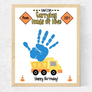 Bouw verjaardag handafdruk kunst ambacht voor papa opa papa, verjaardag handafdruk papa cadeau van peuter baby kinderen, handafdruk verjaardagskaart