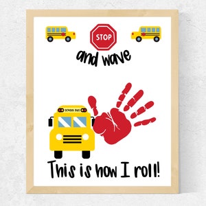 School Bus Handprint Craft, School Bus Craft for Kids Preschool Kindergarten, School Handprint Printable Template, Bus Driver Gift Printable