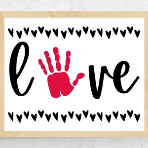 Liebe Handabdruck Kunst Geschenk | Valentinstag Handabdruck Kunst für Kinder Kleinkinder Baby Säugling | Druckbare Valentinstag Handwerk für Kinder Vorschule Tagespflege