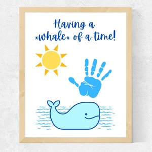 Summer Handprint Art | Printable Summer Craft for Toddlers, Infants | Whale of a Time Daycare Craft, Preschool Craft, Beach Craft for Kids