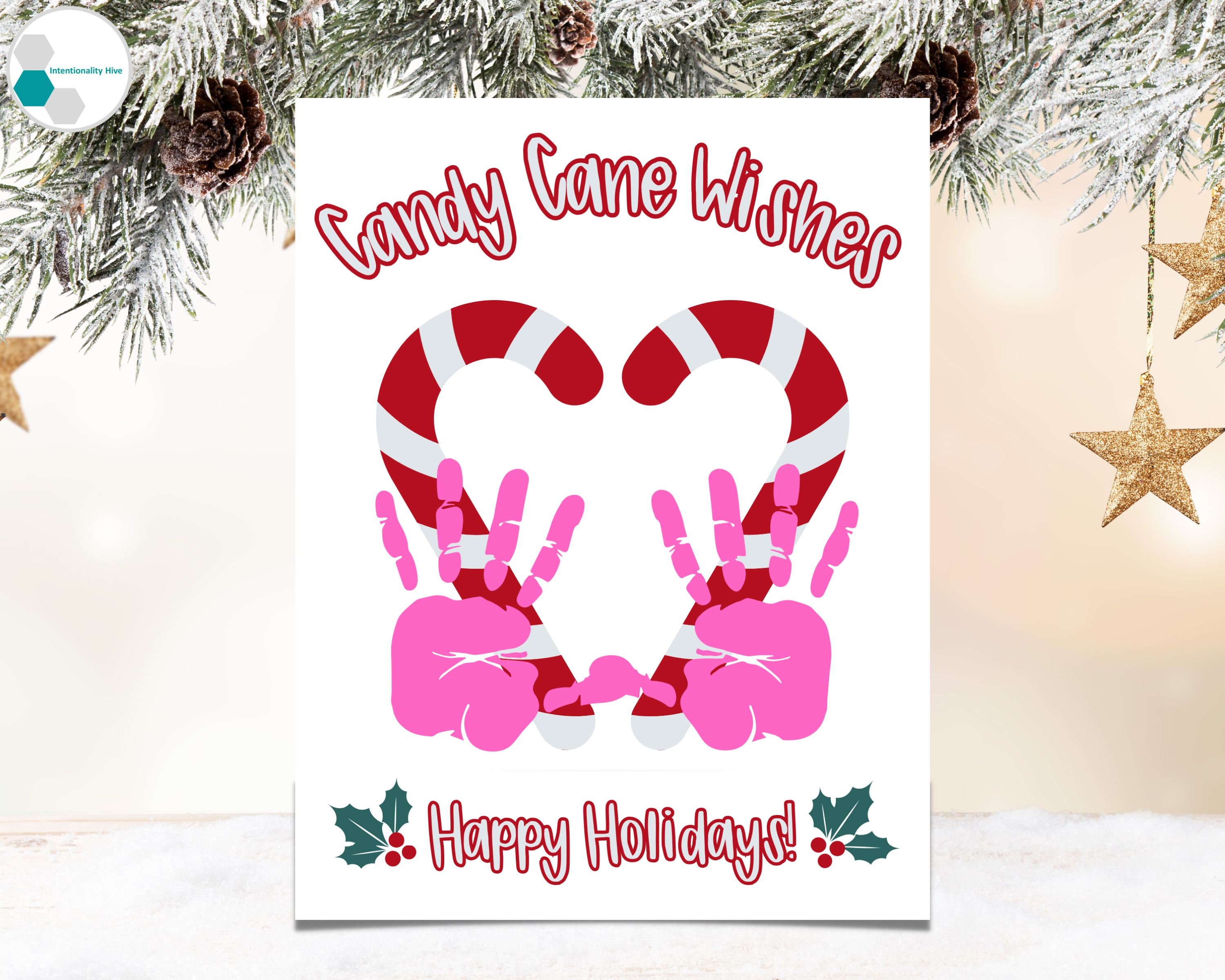 Candy Cane Handprint Craft, Merry Christmas Handprint Art, Candy Cane ...