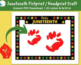 Juneteenth Craft for Kids | Printable Handprint Art | Juneteenth Daycare Preschool Activity and Printable Card | Instant Digital Download