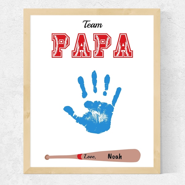 Baseball Papa Handprint Art Gift from Grandkids, Papa Father's Day Craft, Father's Day Papa Baseball Gift, Personalized Papa Birthday Gift