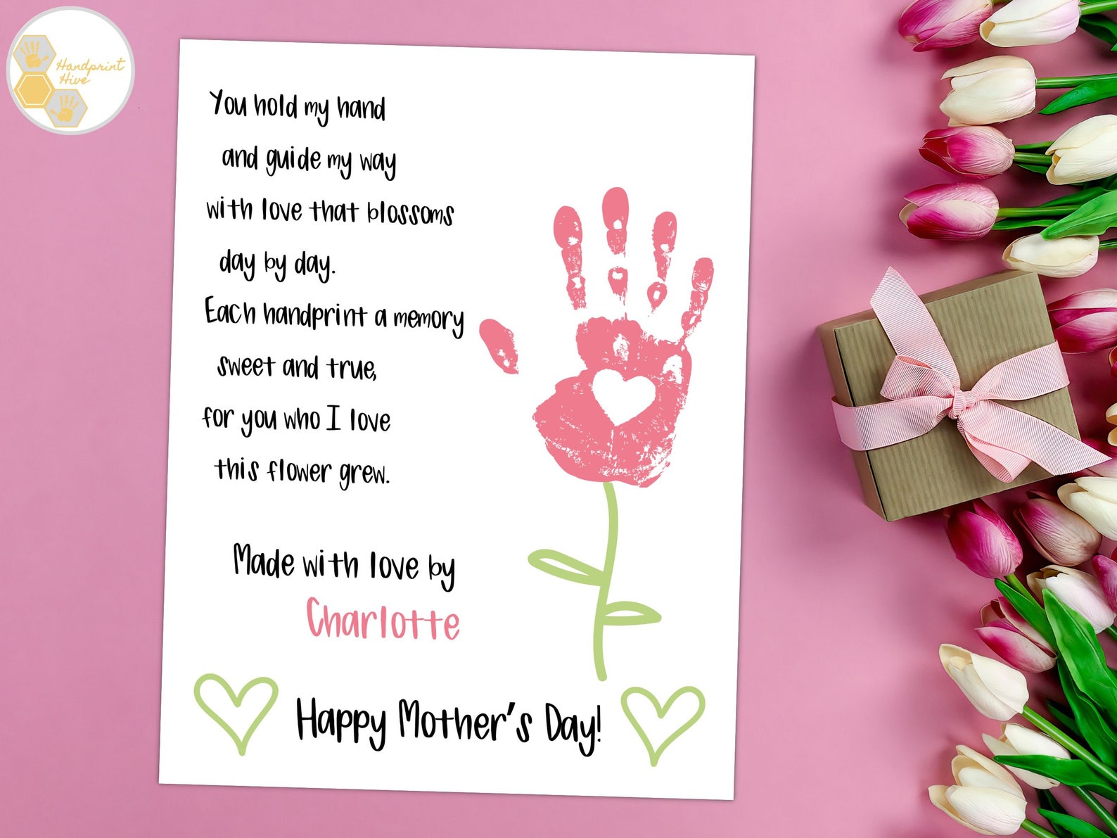 Flower Handprint Poem Mother's Day Craft for Preschool Toddlers Baby ...