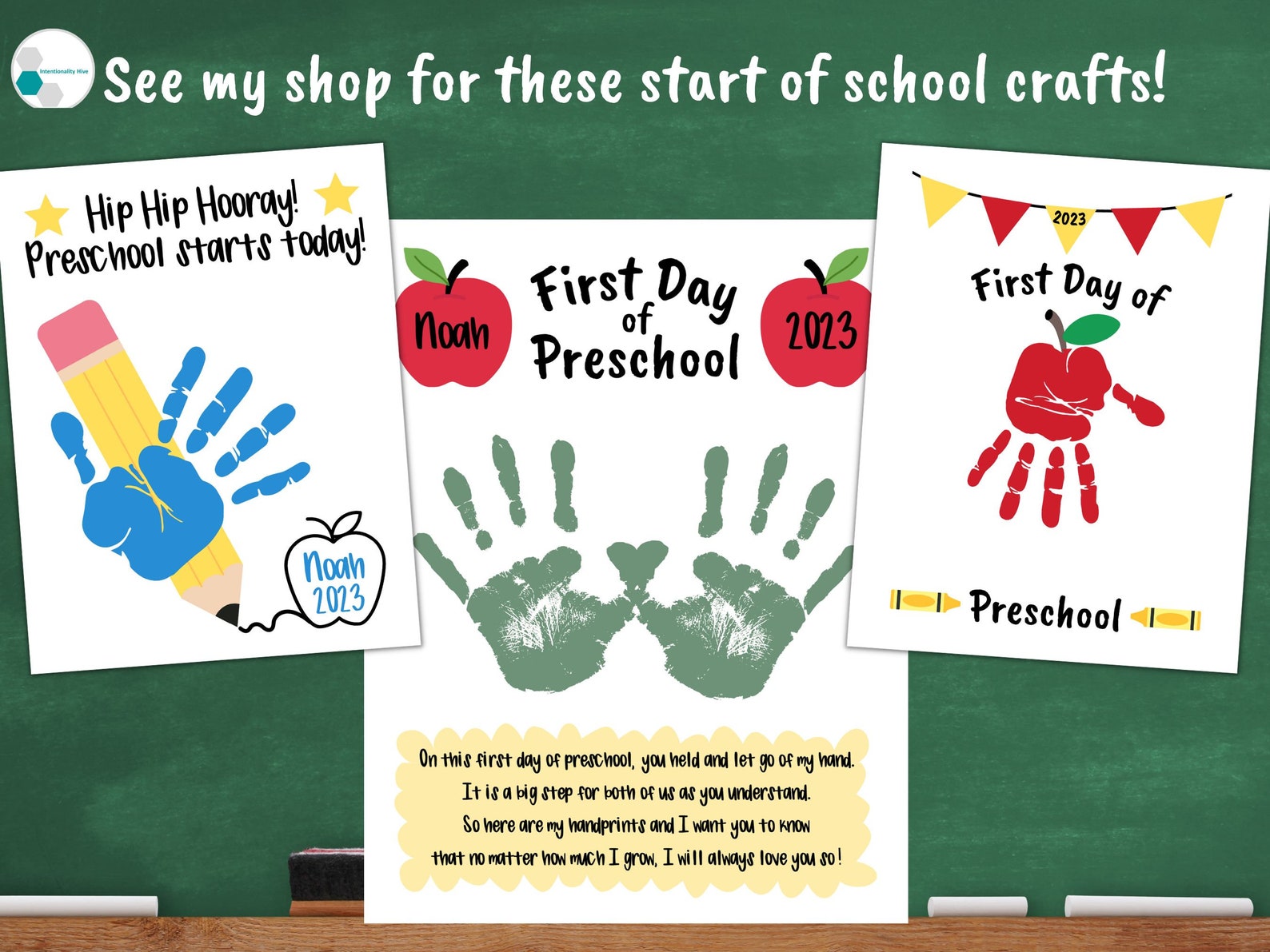 Back to School Handprint Art Poem, First Day of Preschool Craft ...