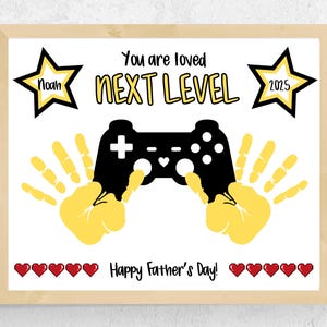 Gamer Father&#39;s Day Handprint Art Gift, Father&#39;s Day Gamer Dad Gift from Toddler Baby Kids Preschool, Game Controller Gift Video Gamer Gift