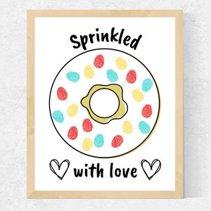 Manualidad de huellas dactilares de donas para niños / Página para colorear y manualidades de donas imprimibles / Niños pequeños / Preescolar / Manualidades de guardería / Manualidades de verano para niños pequeños