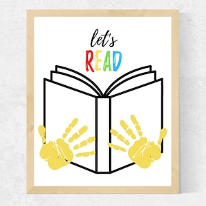 Book Handprint Craft | Printable Back to School Handprint | Let&#39;s Read Wall Art | Toddler / Daycare / Preschool / Library / Homeschool Craft
