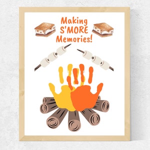 Campfire Handprint Art | Making Smore Memories Camping Craft for Toddlers / Kids | Fall / Summer Camping Craft | Daycare Preschool Activity