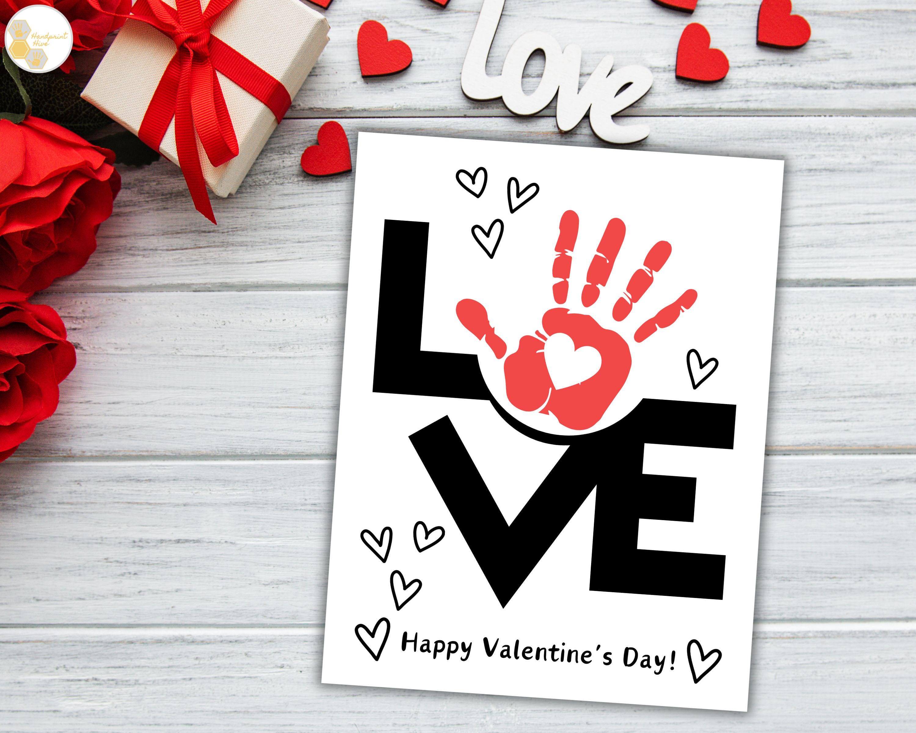 LOVE Valentine Handprint Art, Happy Valentine's Day Handprint Craft for ...