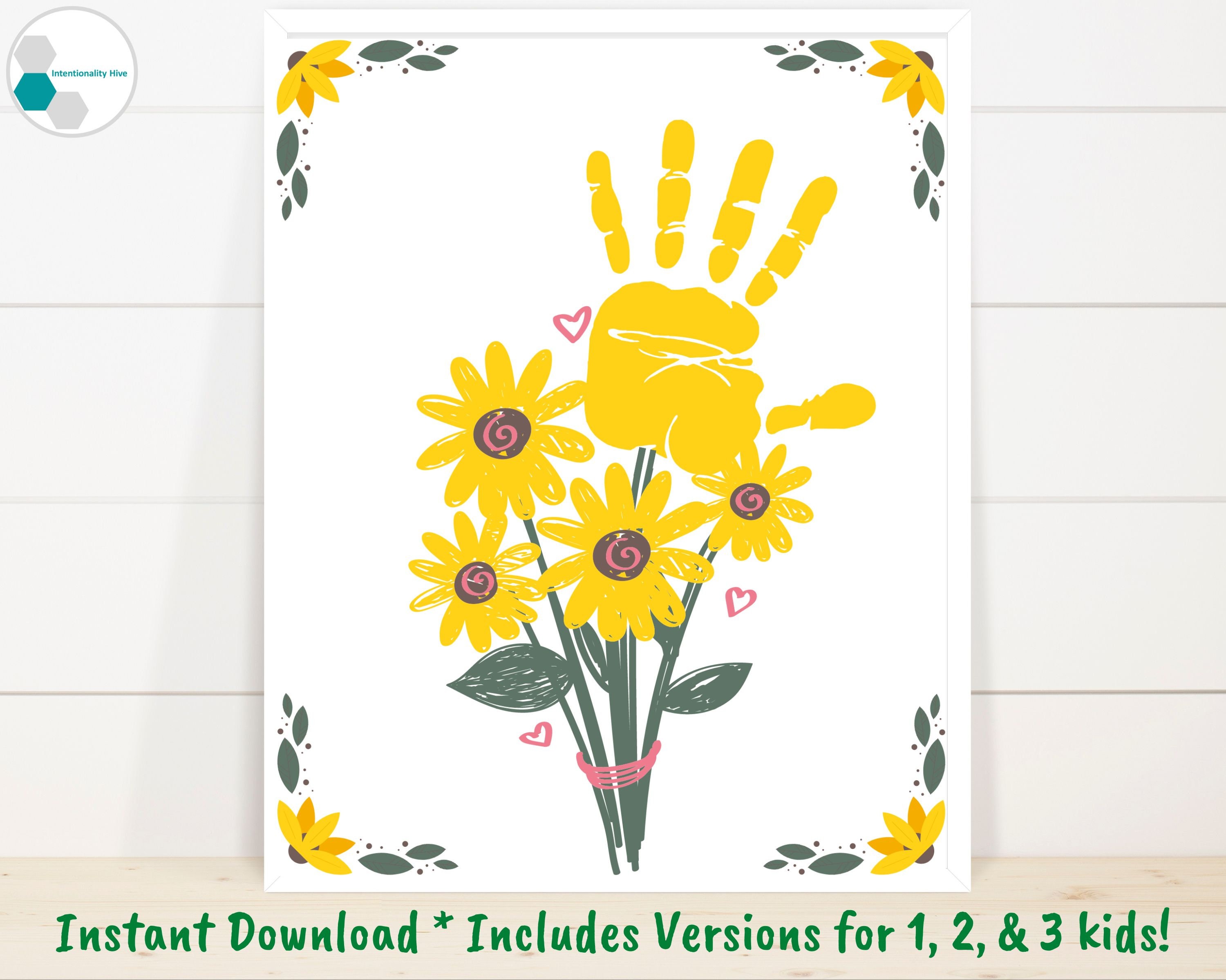 Sunflower Handprint Art Printable Gift for Grandparents / Etsy