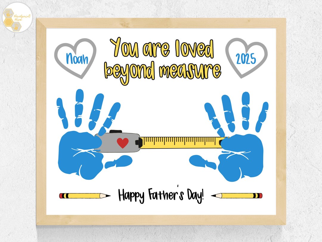 Tape Measure Father's Day Handprint Craft Printable, Tool Craft