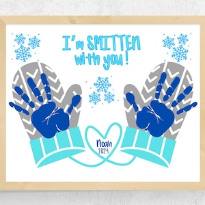 Winter Mittens Handprint Art Craft, Winter Handprint Craft for Toddlers Baby Kids Preschool, Snow Handprint Craft, Printable Winter Gift
