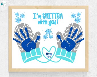 Winter Mittens Handprint Art Craft, Winter Handprint Craft for Toddlers Baby Kids Preschool, Snow Handprint Craft, Printable Winter Gift