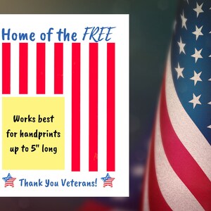 Veterans Handprint Craft from Kids | Printable Veterans Day Craft, Thank You Veterans Day Gift from Toddler Baby Kids, Veterans Day Card image 5