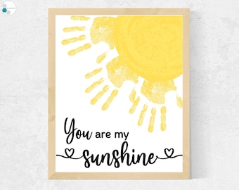 You Are My Sunshine Handprint Art Craft PDF, Sunshine Craft Template for Toddlers, Preschool Craft, Sunshine Baby Sign DIY Nursery Decor Art