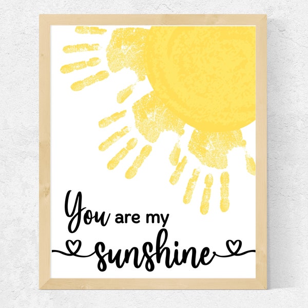 You Are My Sunshine Handprint Art Craft PDF, Sunshine Craft Template for Toddlers, Preschool Craft, Sunshine Baby Sign DIY Nursery Decor Art