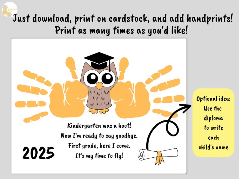 Kindergarten Graduation Handprint Art Poem, 2026 Kindergarten Graduation Gift Teacher, Kindergarten Gifts Bulk, Kindergarten Last Day Sign image 4