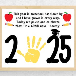 2025 Preschool Graduation Handprint Poem, Last Day of Preschool Handprint, End of Preschool Craft, 2025 Preschool Graduate Keepsake Grad