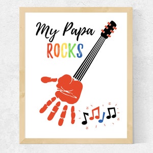 My Papa Rocks Handprint Art Gift for Papa | Fathers Day Papa Gift from Granddaughter / Grandson | Father's Day Papa Birthday Gift | DIY Papa